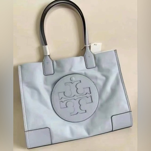 NWT Tory Burch Small Ella Nylon Tote Powder Blue - Picture 6 of 8